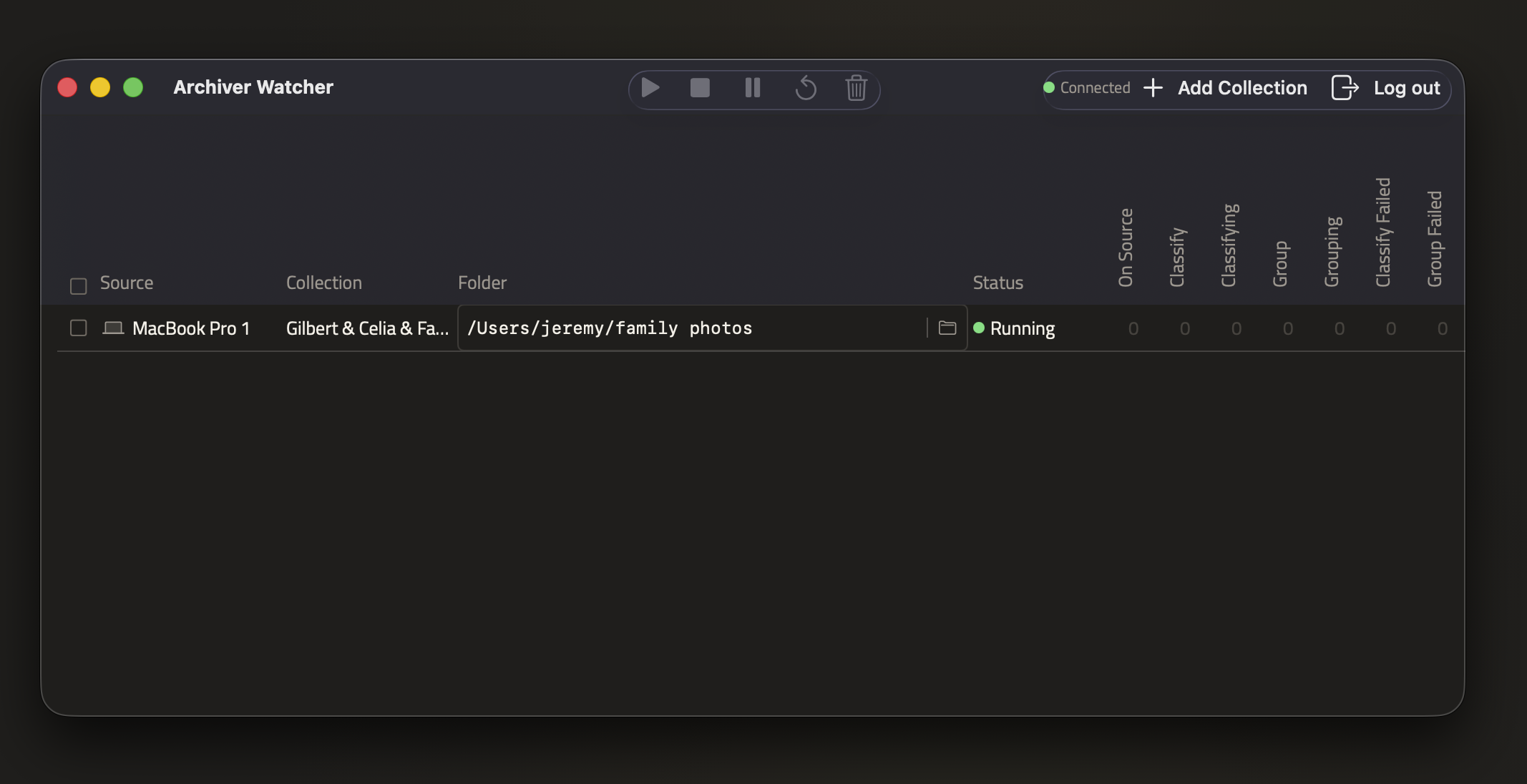 macOS Watcher app interface